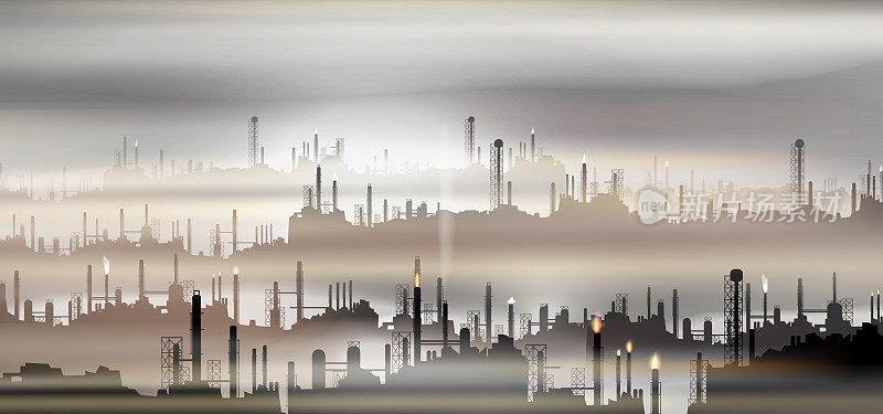 Petrochemical or processing plant, heavy Industry landscape